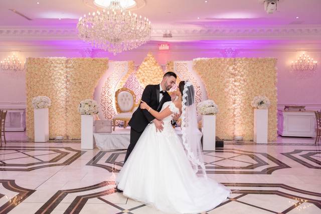 Dance floor and floral backdrop