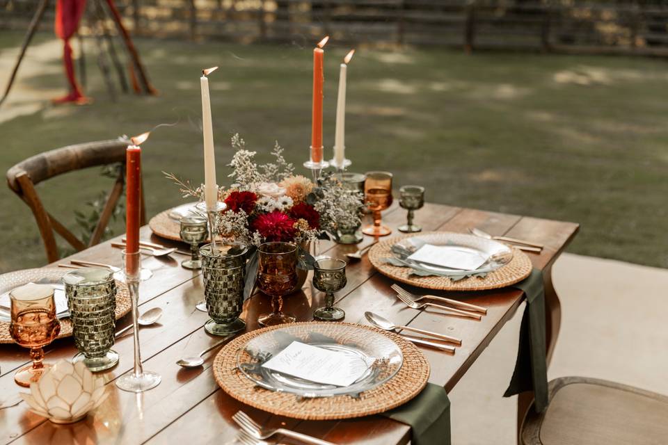 Candle-lit fall reception