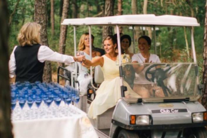 Drinks in the golf cart
