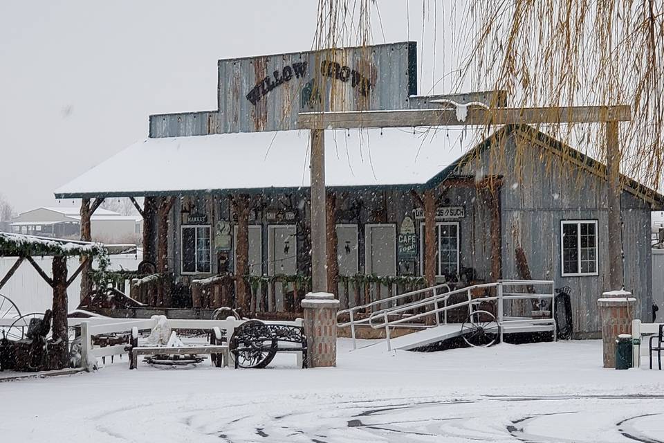 Venue under blanket of snow