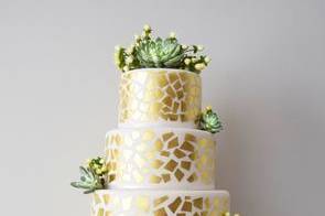 Fondant, 24k gold leaf, succulents