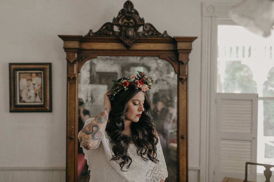 Bride in her outfit