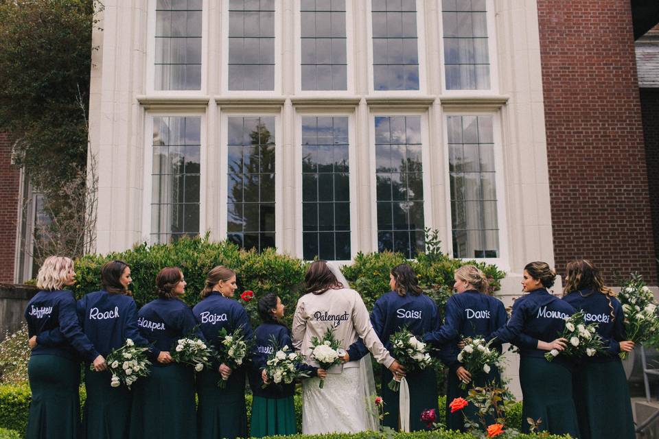 Bridal party in robes