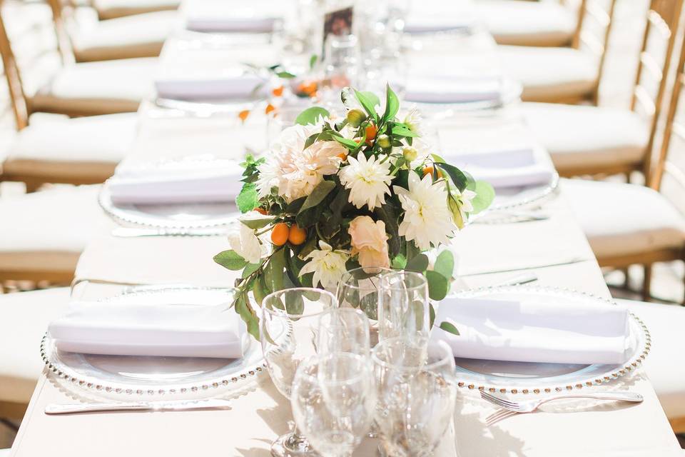 Table setting and floral decor