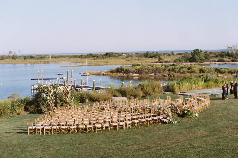 A ceremony by the pond