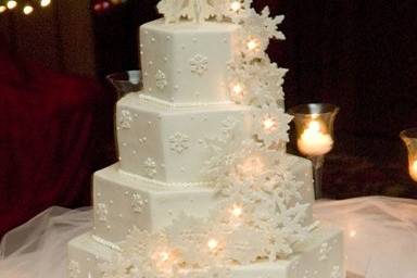 A sparkling cascade of hand-made sugar snowflakes, magically lit by tiny fairy lights.