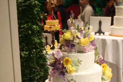 A profusion of spring flowers created in sugar, featured at the Boston Flower and Garden Show's Garden of Cakes.