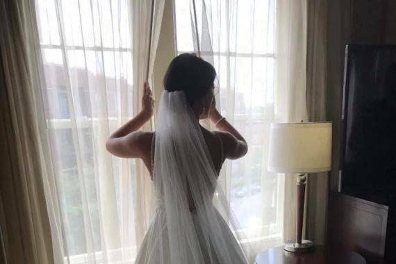 Bride in her wedding gown