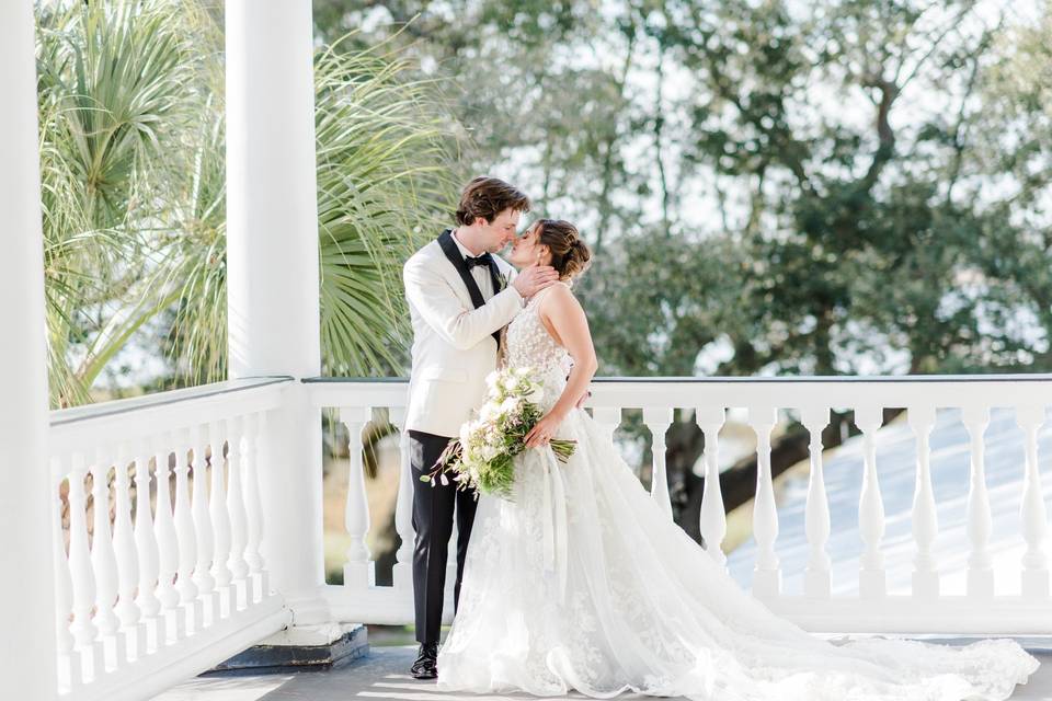 Couple at spiral staircase