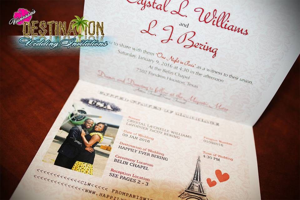 Vanessa's Destination Wedding Invitations