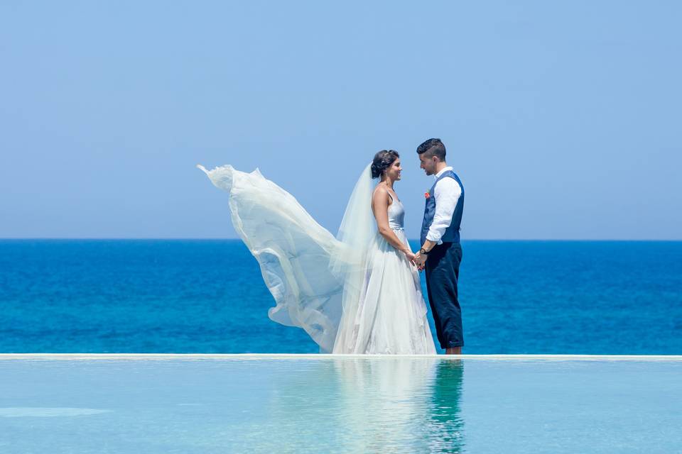 Wedding couple sea view