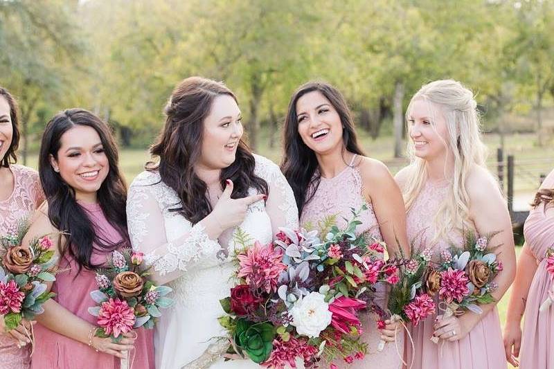 The bride with her bridesmaids