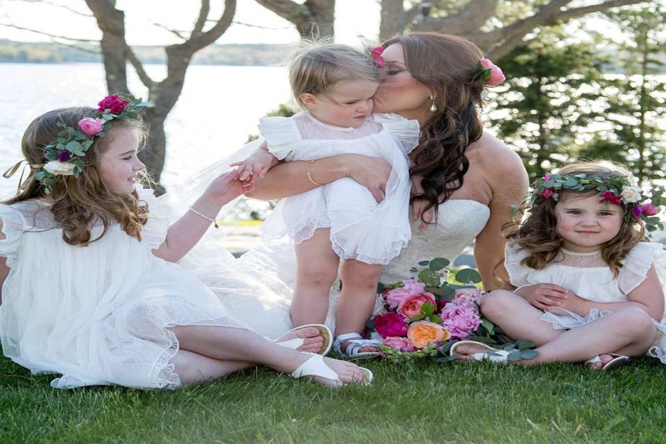 Bride with flower girl