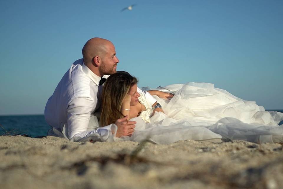Post wedding photo at the beach