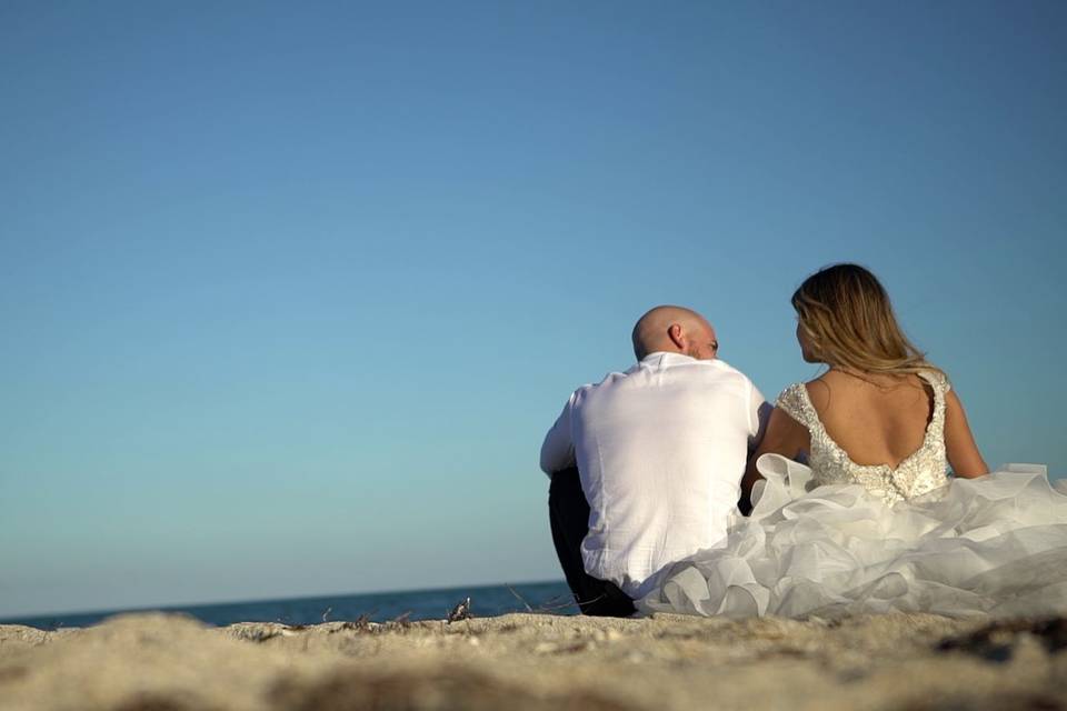 Newlyweds at the beach