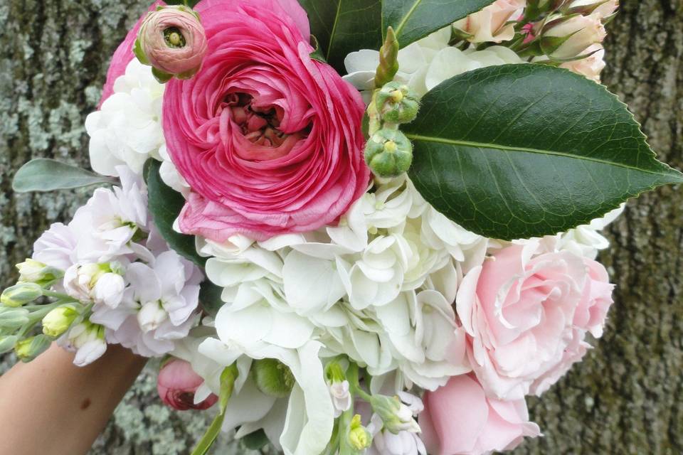 Pink Peony Flower Sea Herb Bridal Bouquet Crown and Boutonniere Set