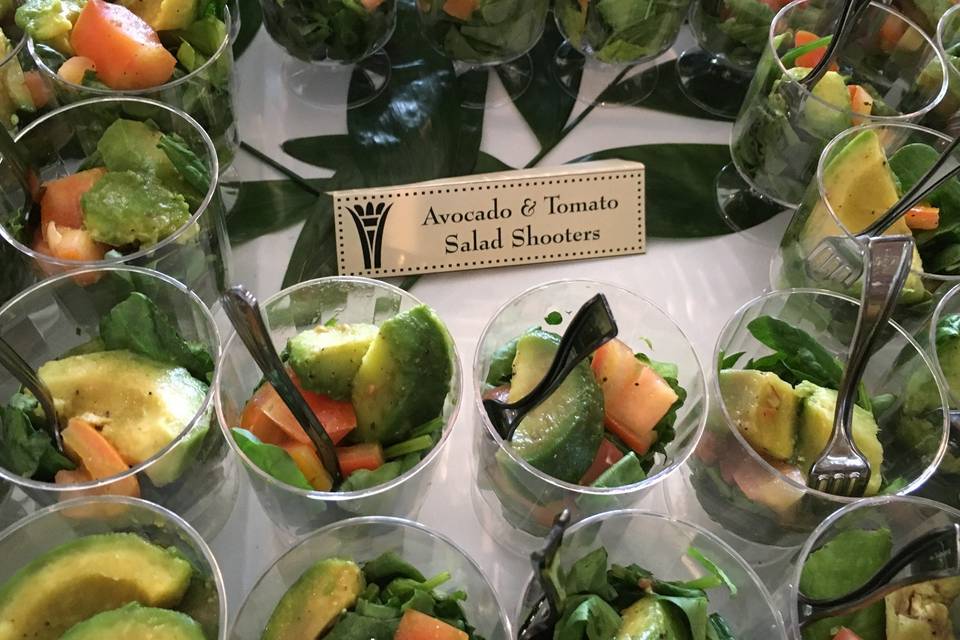 Salad shooters  Salad shooter, Wedding food catering, Wedding food menu