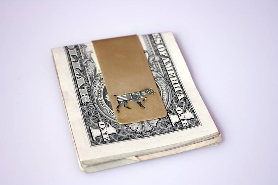 Custom brass pointer money clip