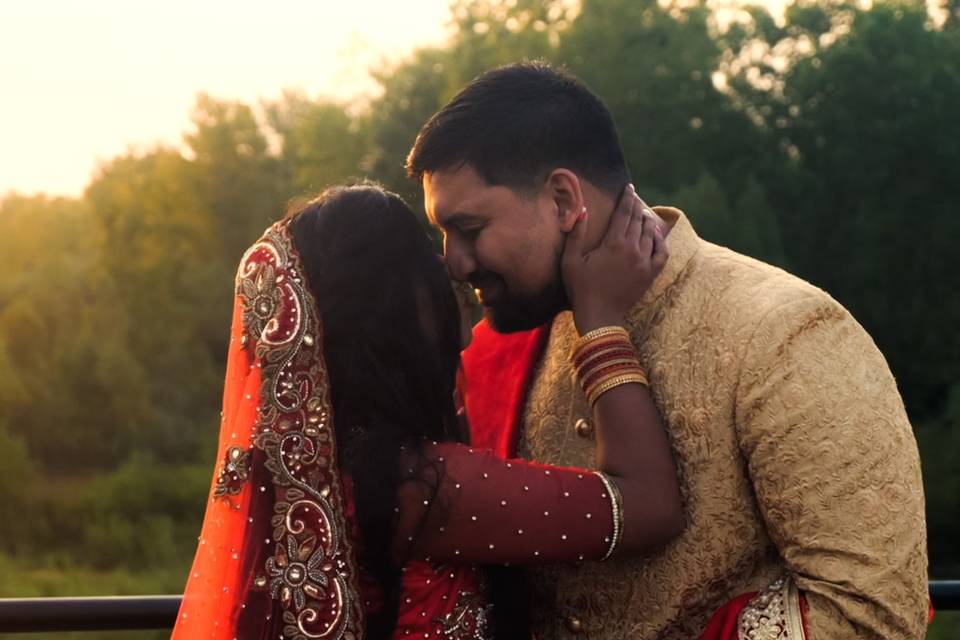 punjabi wedding couple hug