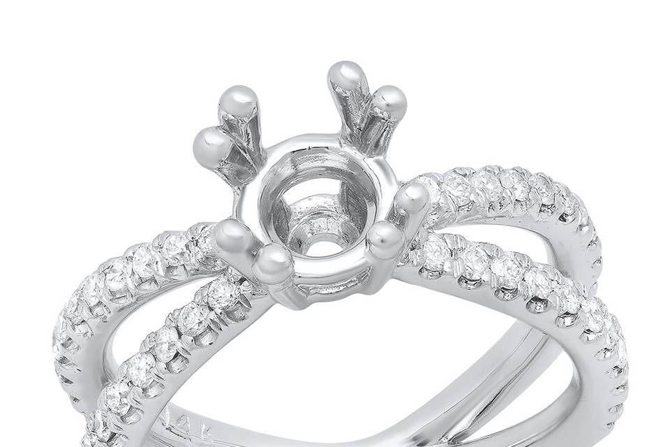 Crossed ring setting