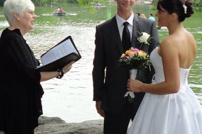 This couple came from Australia to declare their vows near the Bow Bridge.