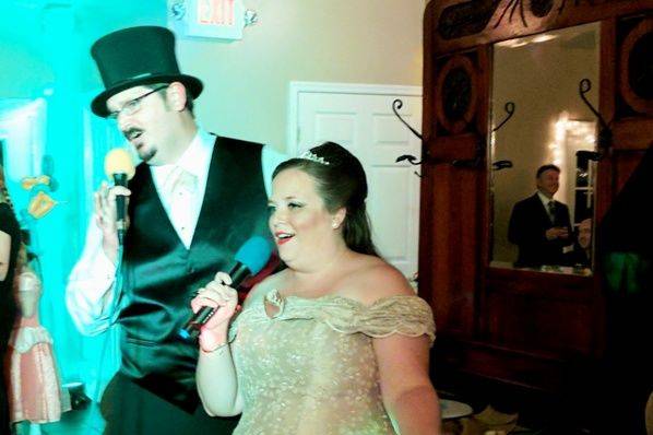 Karaoke at a wedding with a unique theme