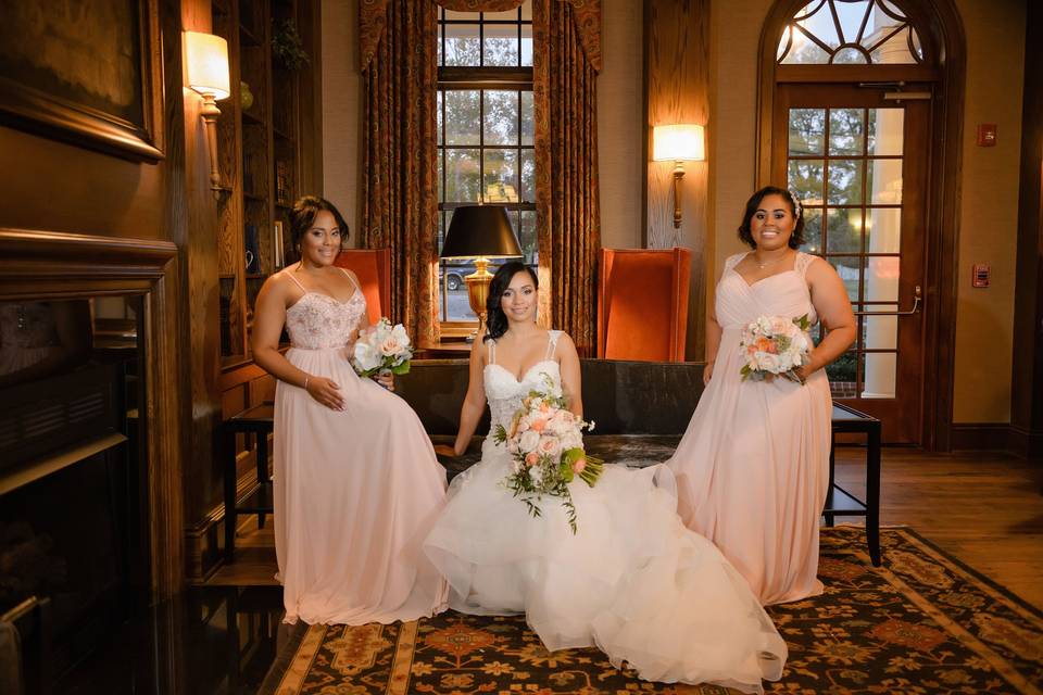 The bride with her bridesmaids