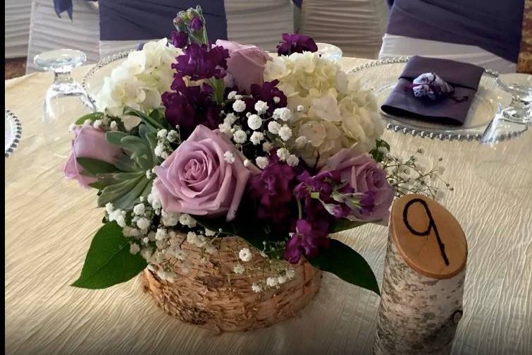 Purple floral- Rustic decor