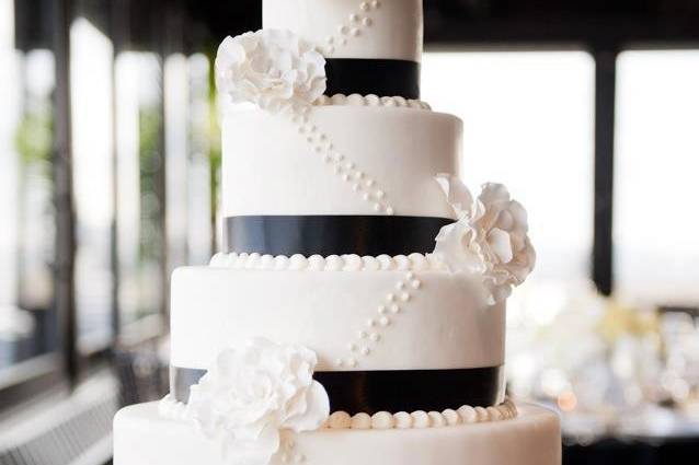 White Wedding Cake with Velvet Ribbon — Sourced Co.