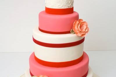 Multiple layered wedding cake