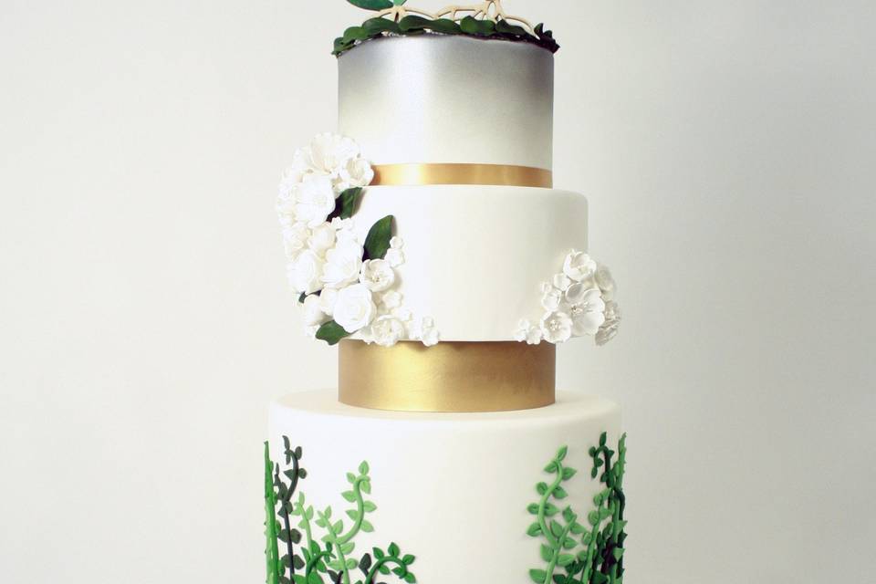 Multiple layered wedding cake