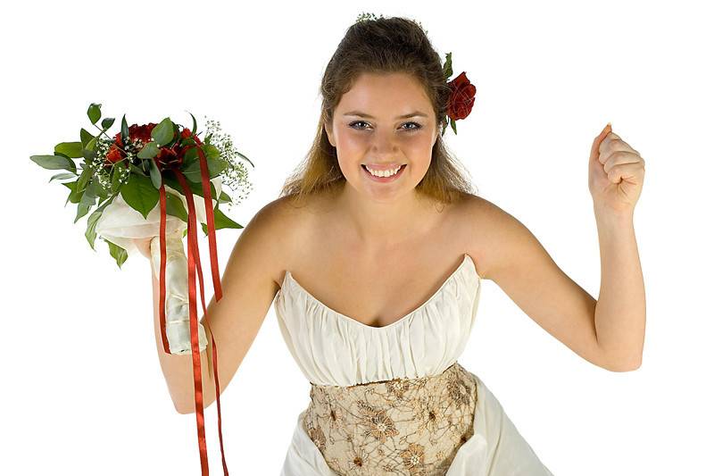 Bride holding bouquet