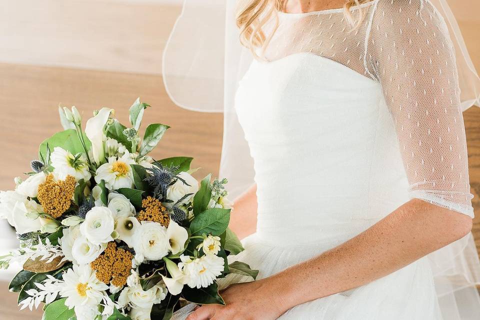 Bride and bouquet