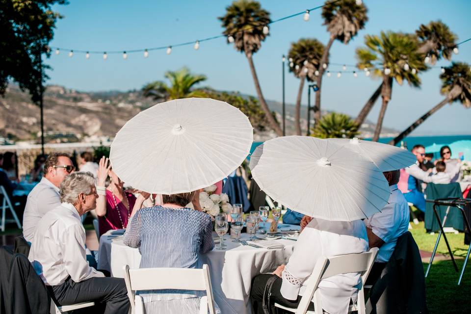 Southern California sun, but right on the water at Adamson House (Thomas and Laci Photography)