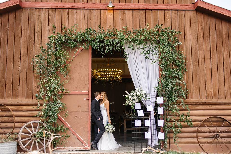Photos in front of the barn