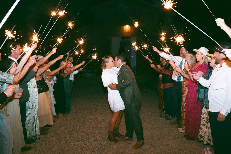 Send off in front of the barn