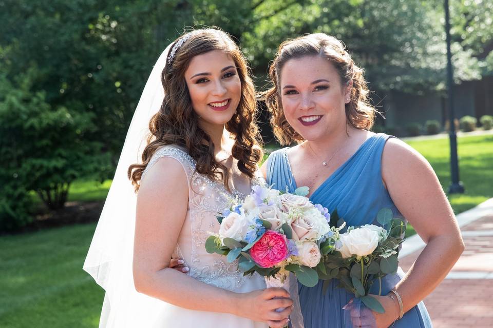 Bride and bridesmaid