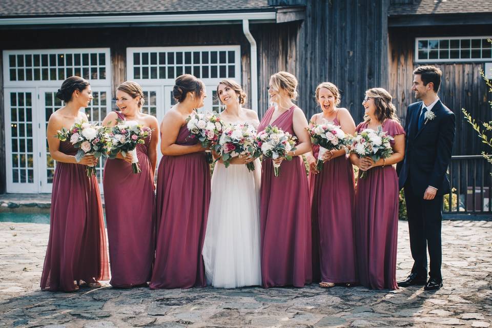 Bride and her bridesmaids