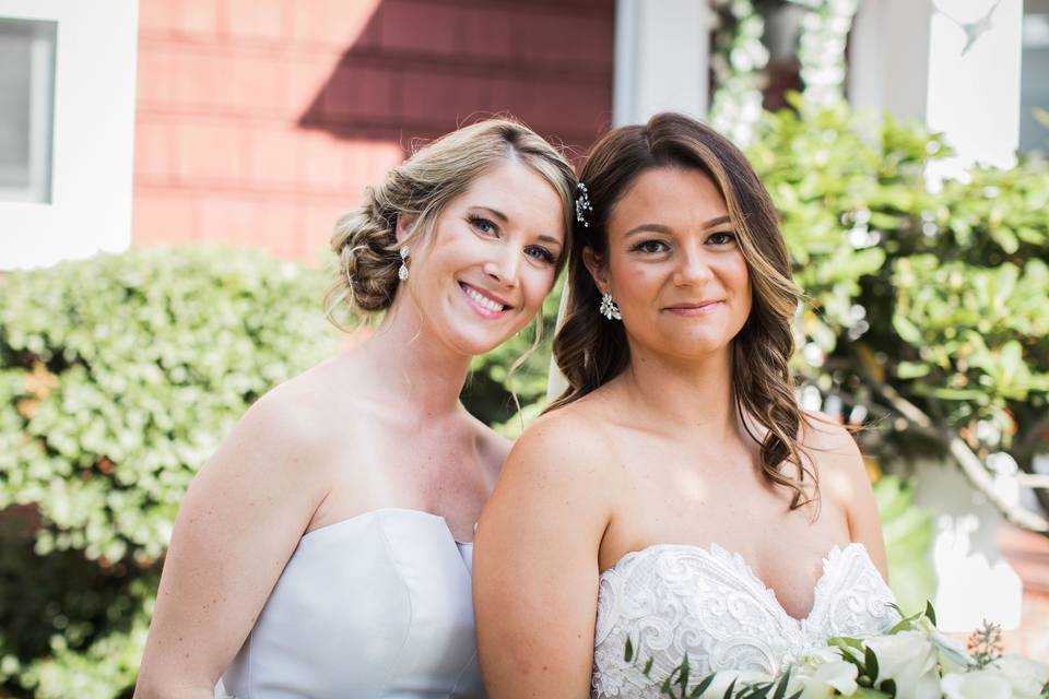 Bride and bridesmaid