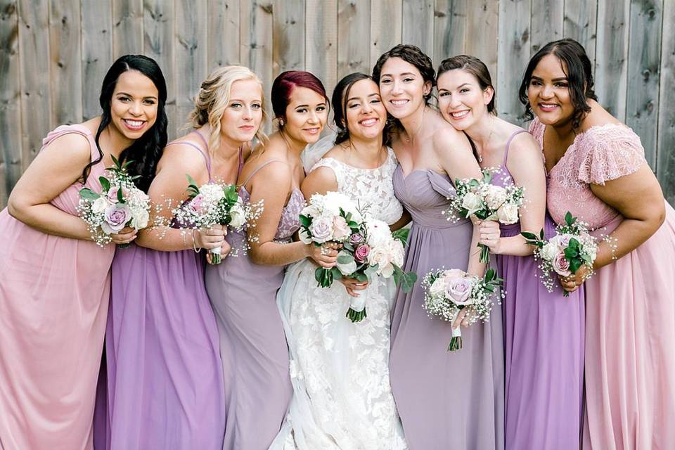 Bride and her bridesmaids