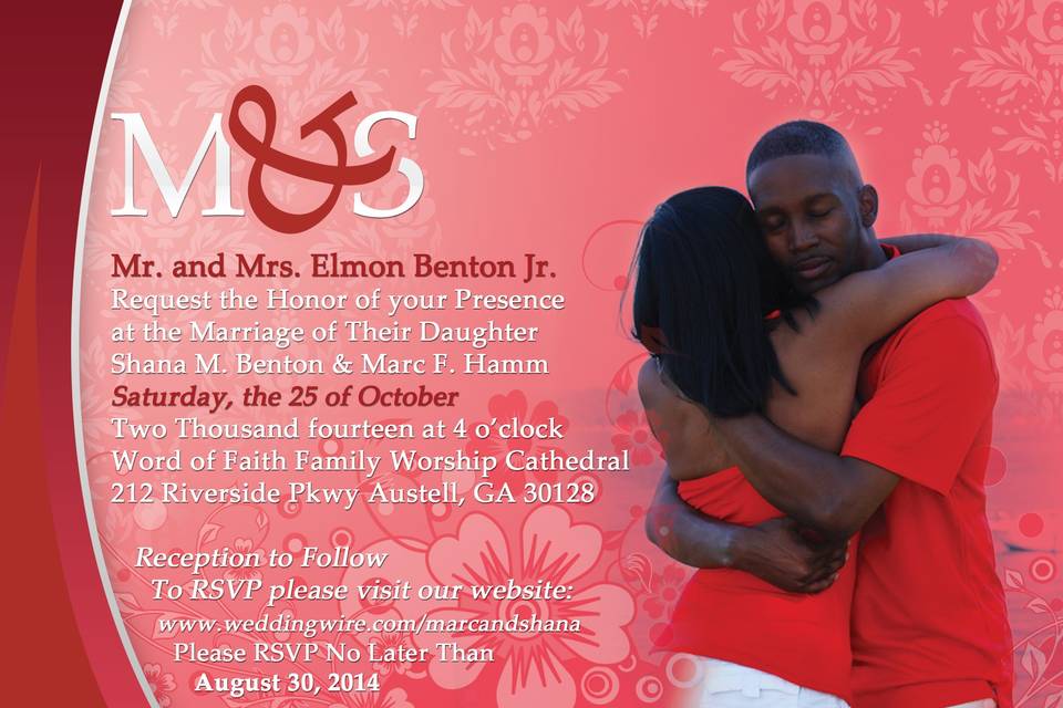 Red motif wedding invitation