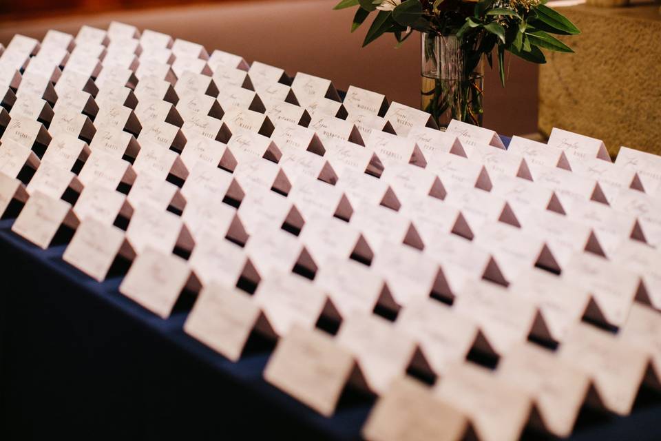 Reception seating cards detail