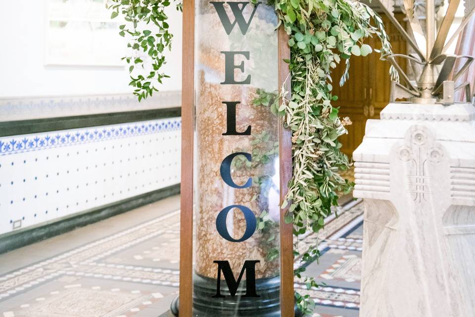 Spring museum welcome sign