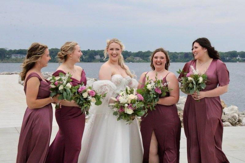 Bride and her bridesmaids