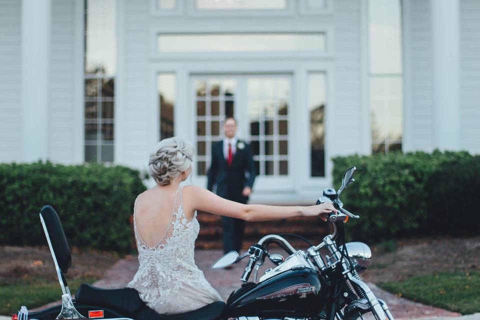 Bride on a motorcycle