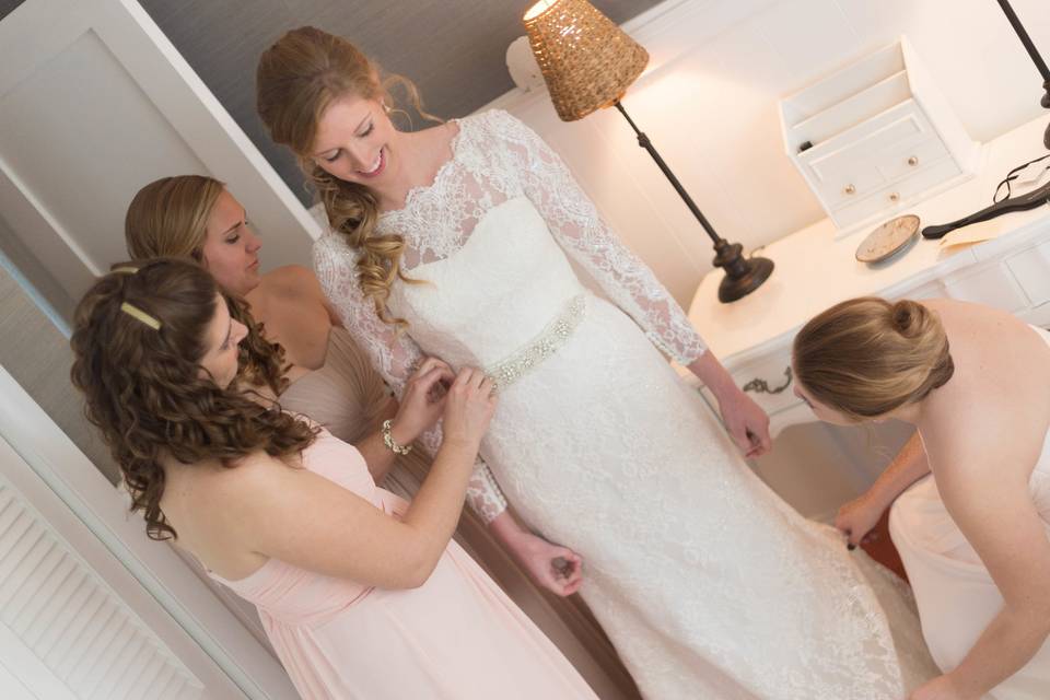 The bride preparing