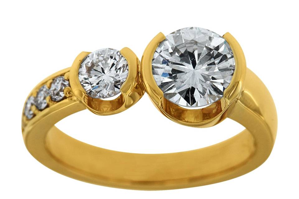 2 Diamond yellow gold Ring