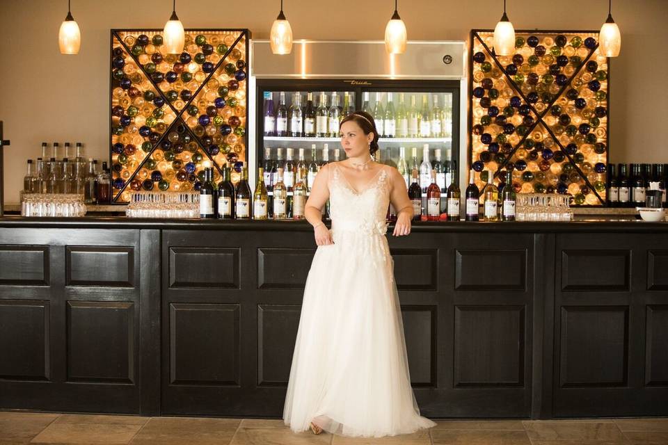 Bride by the bar