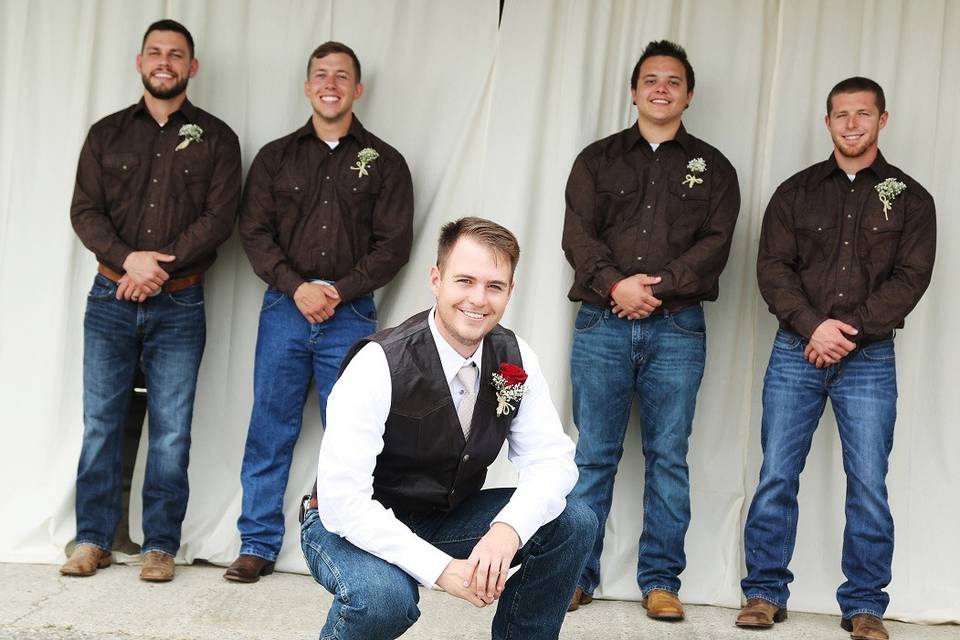 The groom with the groomsmen