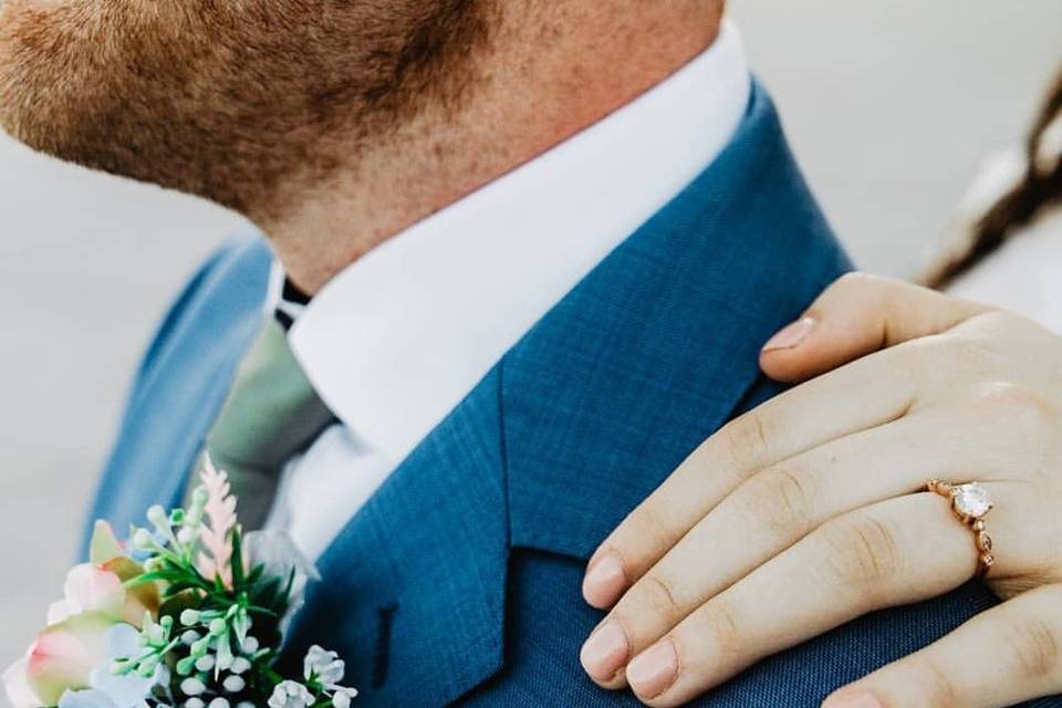 Admiring the bouquet